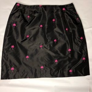 Lilly Pulitzer Black Silk Palm Tree Skirt Size 10